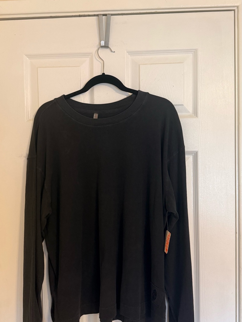 Free People Black Long Sleeve Crew Top